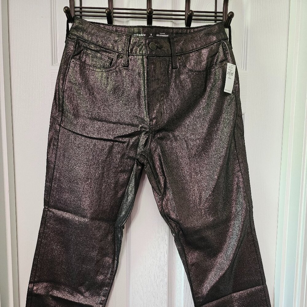 Old Navy high-waisted shine OG straight ankle jeans dark shine